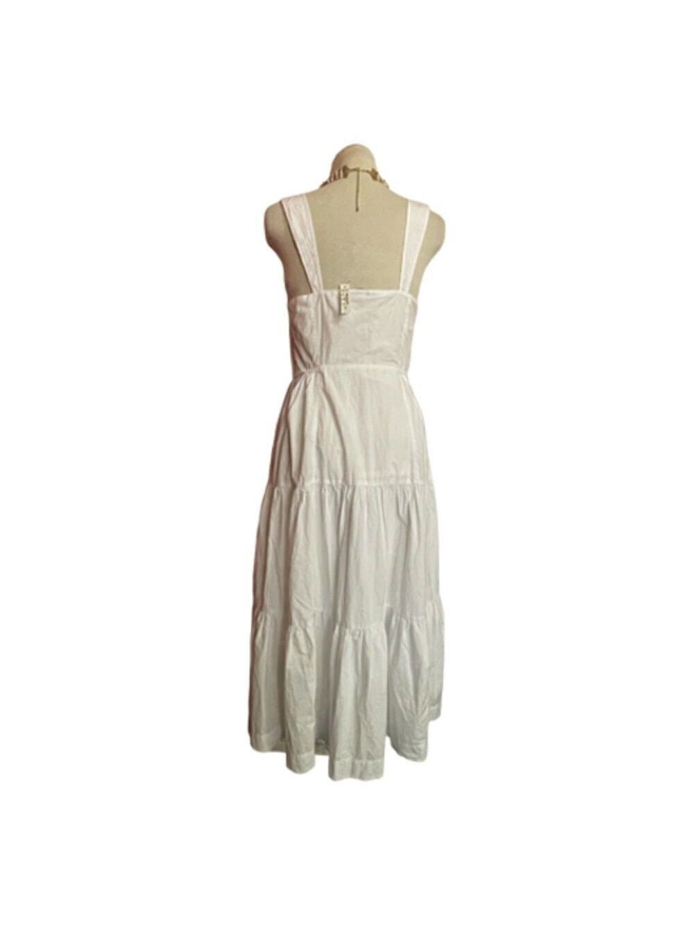 Madewell Tiered White Boho Midi Dress Size 6 - Picture 5 of 12